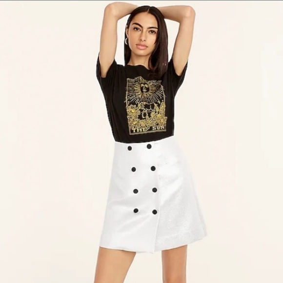 NWT J.Crew Collection mini skirt tuxedo inspired with silver tinsel - Picture 2 of 10